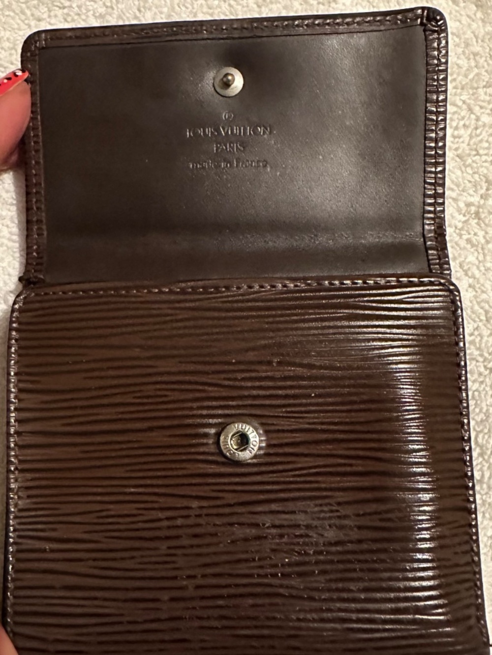 Louis Vuitton Vintage Epi Leather Wallet | Dark Brown Compact French Luxury - Picture 8 of 12